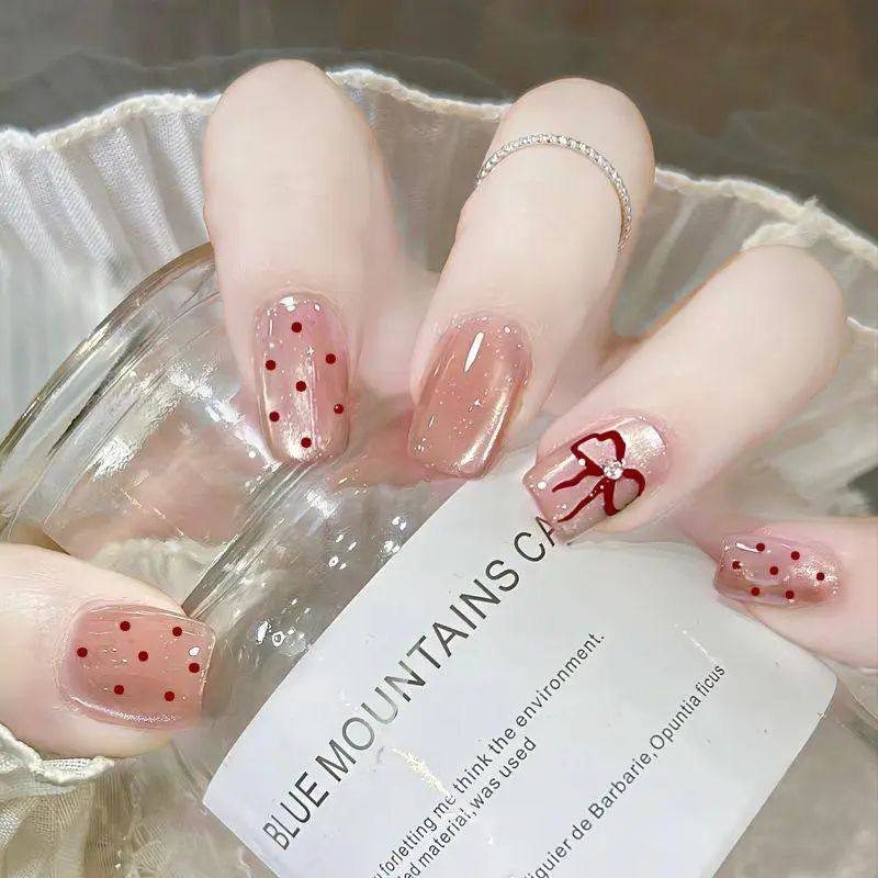 手工儿童美甲穿戴甲感短款红色少女情结假指甲贴片2026年新款,彩妆/香水/美妆工具,美甲工具,淘宝优惠券,粉丝福利购,淘宝优惠卷