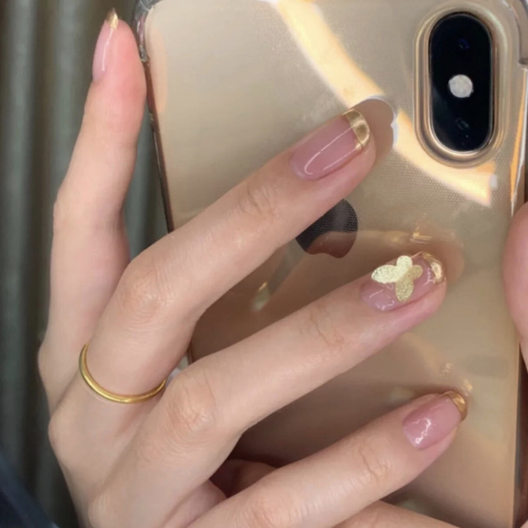 【金边蝴蝶短款】穿戴甲2023年新款高级感假指甲贴片美甲成品