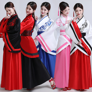 古装长裙汉服女装曲裾中国风国学服学生舞台表演服装毕业成人礼服