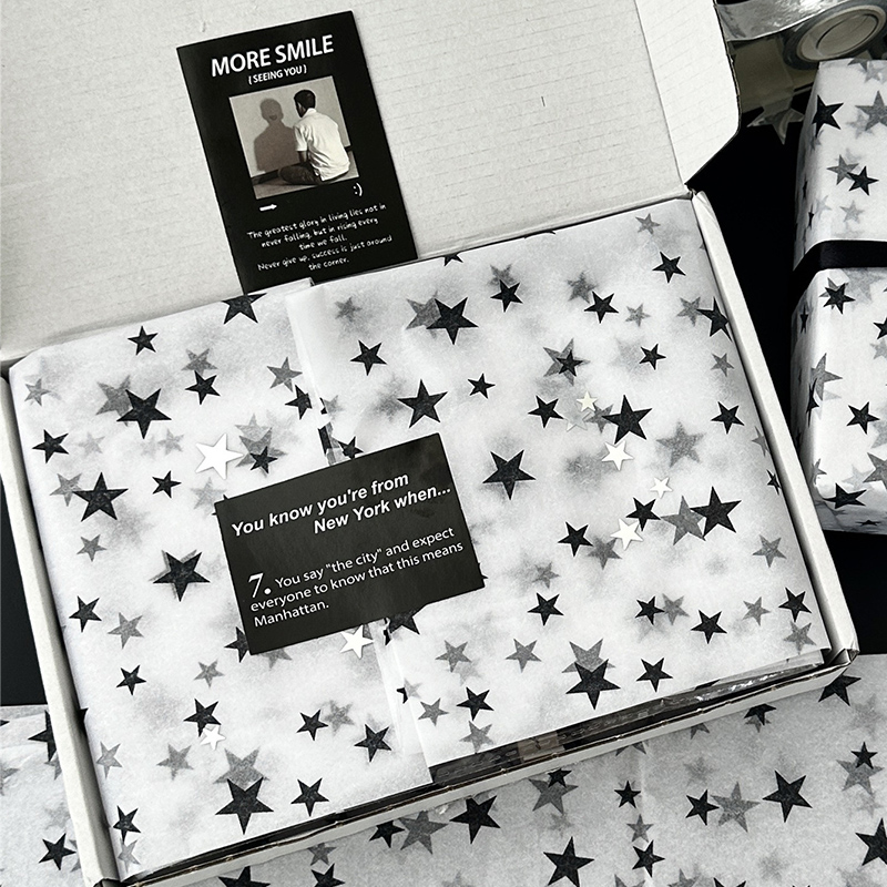 ins高颜值简约星星礼品包装纸衣服装雪梨纸出物小卡打包材料大张