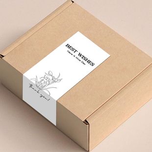 INS简约风感谢飞机盒封口贴thank you sticker谢谢你祝福标签贴纸