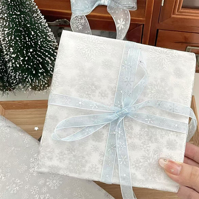 ins高颜值唯美雪花雪梨纸丝带半透明飞机盒打底内衬纸衣服包装饰