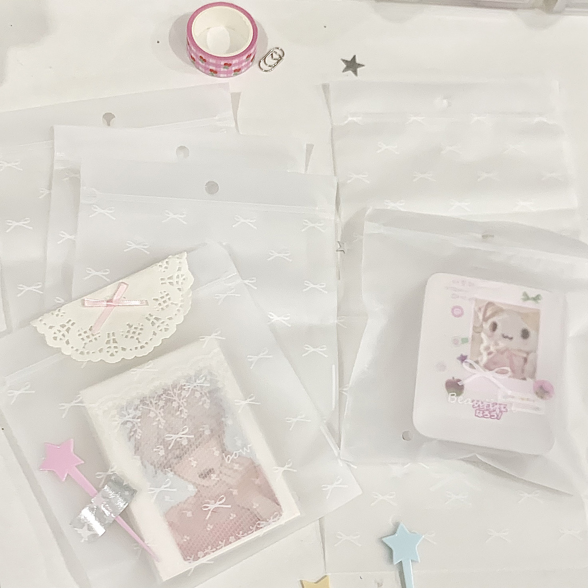 可爱芭蕾风蝴蝶结透明自封袋出小卡礼物饰品打包高颜值密封包装袋