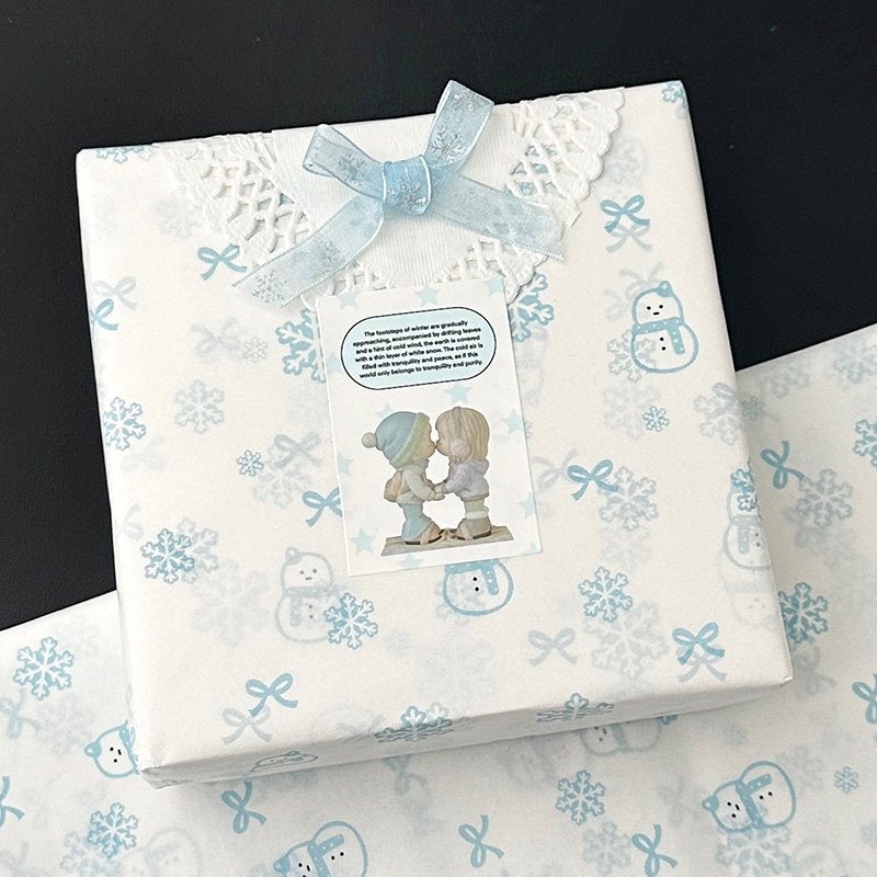 ins高颜值可爱雪人包装雪梨纸 出小卡打包材料礼品装饰背景打底纸