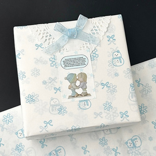 ins高颜值可爱雪人包装雪梨纸 出小卡打包材料礼品装饰背景打底纸