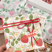 古早风可爱草莓樱桃雪梨纸鲜花礼物盒内衬包装 饰出小卡打包材料 装