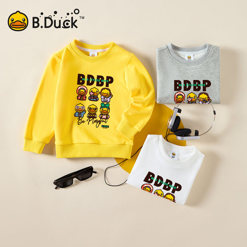 B.Duck小黄鸭儿童圆领卫衣秋季男童时尚新款潮酷上衣 BF3508957