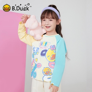 潮 B.Duck小黄鸭儿童休闲长袖 新款 撞色女童春季 FF1506081 T恤时尚