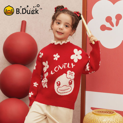 B．Duck卡通风普通毛线无女
