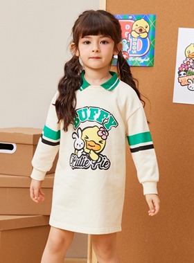 B.Duck小黄鸭童装儿童连衣裙春秋季女童新款长袖T裙子 FF3480003
