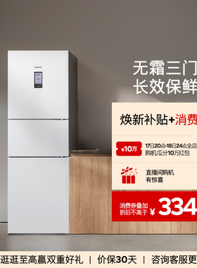 西门子306L三开门家用电冰箱官方旗舰店风冷无霜白色22EC