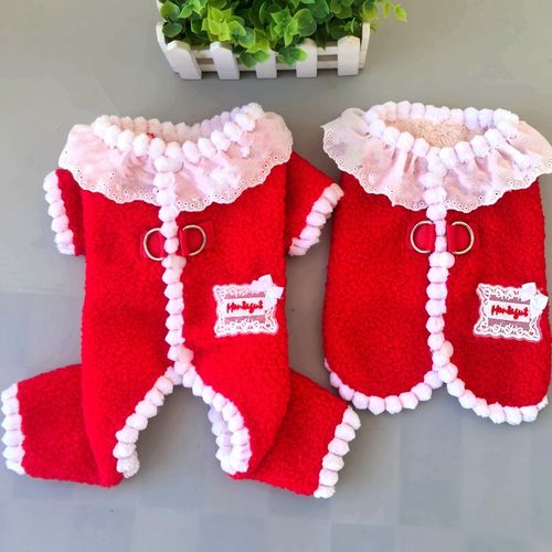 狗狗新年衣服加绒保暖秋冬装喜庆泰迪比熊西施犬宠物衣服猫咪