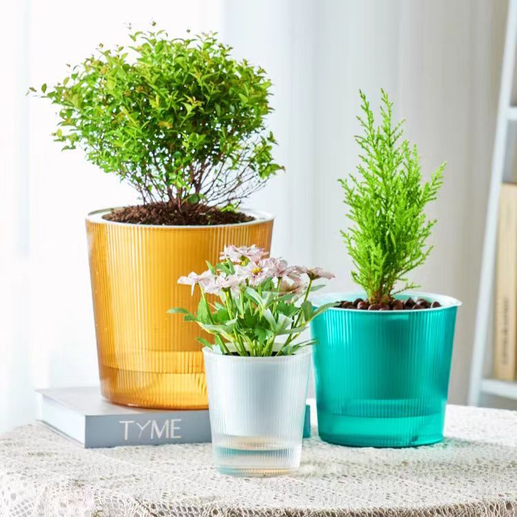 懒人自吸水土培花盆仿玻璃竖纹创意植物绿萝半透明水培加厚树脂盆,鲜花速递/花卉仿真/绿植园艺,花盆,淘宝优惠券,粉丝福利购,淘宝优惠卷