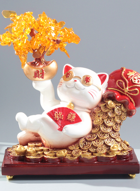 树脂装饰新中式客厅躺赚招财猫