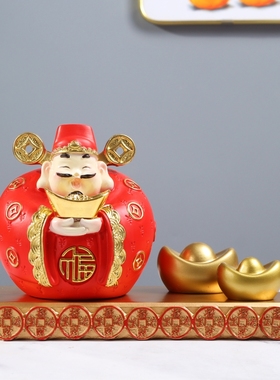 存钱罐财神爷招财进宝装饰品