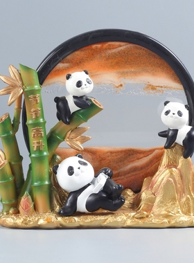 创意一路节节高升熊猫摆件