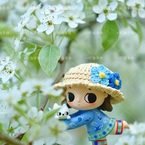 Nyota夏日钩织花朵草帽针织手作改娃毛线帽装饰配件创意复古简约