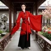双绕曲裾唐装 礼仪之邦古装 舞蹈服广袖 汉服国学成人礼表演服汉婚服