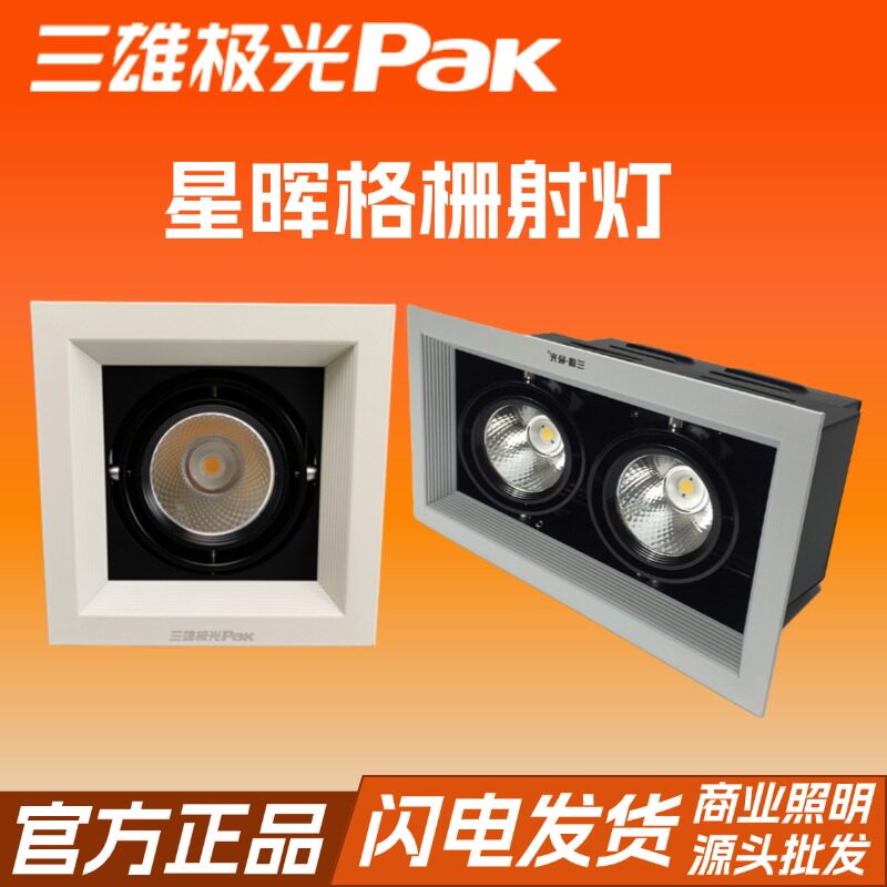 三雄极光COB星晖LED格栅射灯 专卖店斗胆灯服装店天花灯6W15W30W