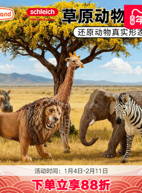 思乐schleich非洲野生动物仿真模型摆件男孩收藏儿童玩具狮子鳄鱼