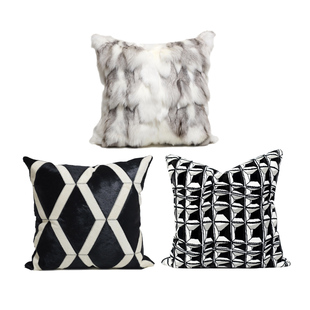 现代沙发抱枕靠垫搭配酒店别墅样板间民宿靠枕卧室客厅黑白灰色系