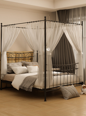 老匠铁艺床蚊帐欧式架子床简约现代1.8米双人学生床1.35铁架床T31