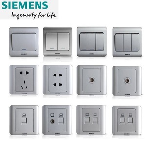 西门子远景开关插座彩银一开五孔电话电脑10A三孔音响电视电话86