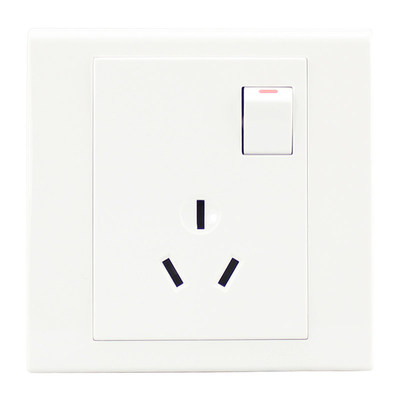 施耐德开关插座蓝韵月光白一开16A三孔大功率空调插座带开关86