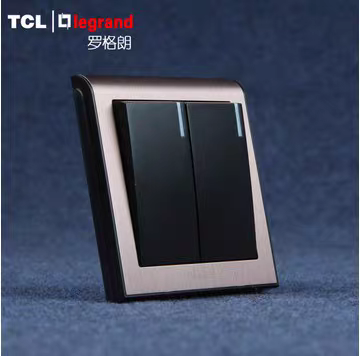 TCL罗格朗开关插座K5系列玫瑰金边框+黑芯  两开单控二开双开单控