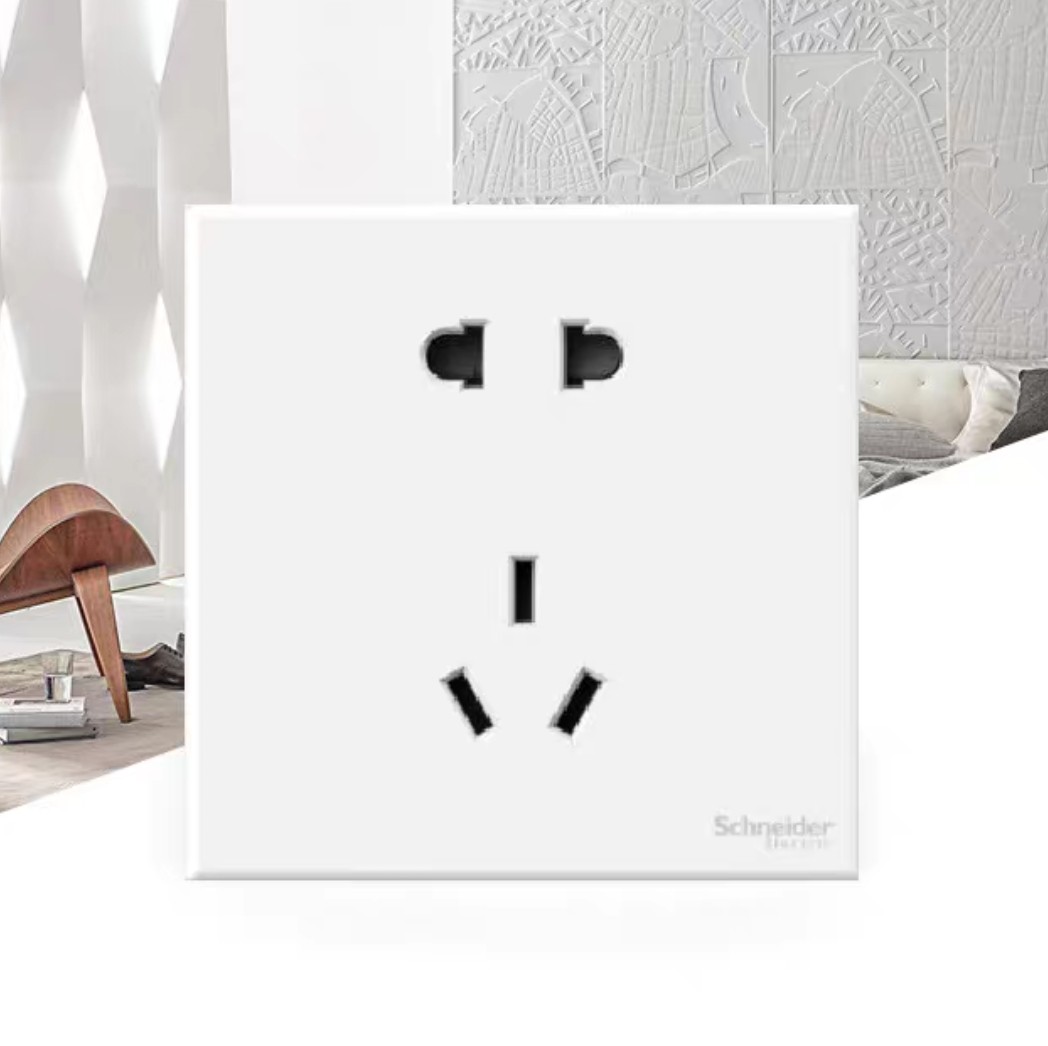 【10只装】施耐德开关插座悦远清雅白五孔插座二三插面板老国标86,电子/电工,开关插座套装,淘宝优惠券,粉丝福利购,淘宝优惠卷