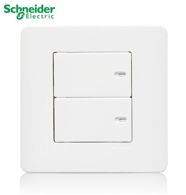 施耐德开关插座轻点经典白二开单控二开双控双开双控两联开关86