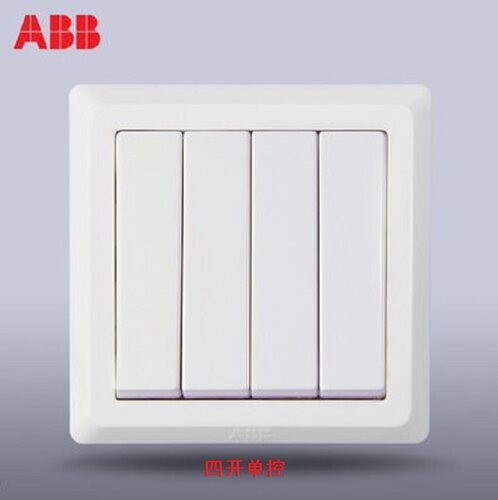 ABB开关插座德逸雅白四开单控四联墙壁开关面板四位单开86