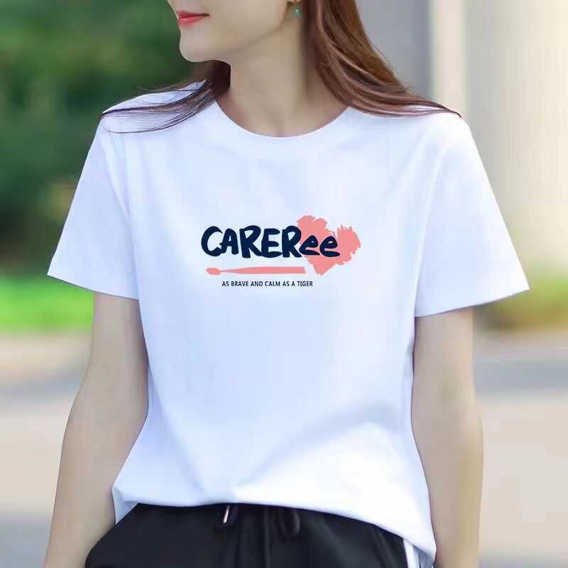 夏季圆领常规时尚纯棉女宽松短袖