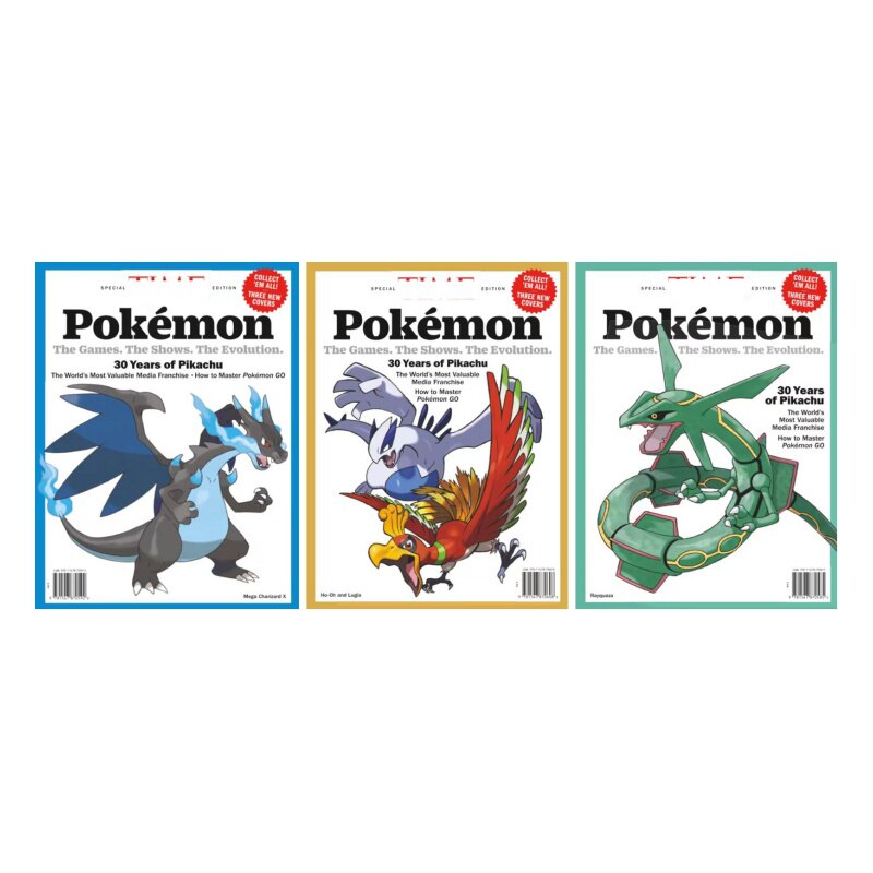 预售包邮 TIME Asia.Ed 时代 Pokemon宝可梦30周年特刊 封面：超级喷火龙/凤王与洛奇亚/裂空坐 进口杂志