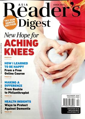 区域包邮 READER'S DIGEST ASIA 读者文摘 亚洲版 2019年12月 杂志英文原版