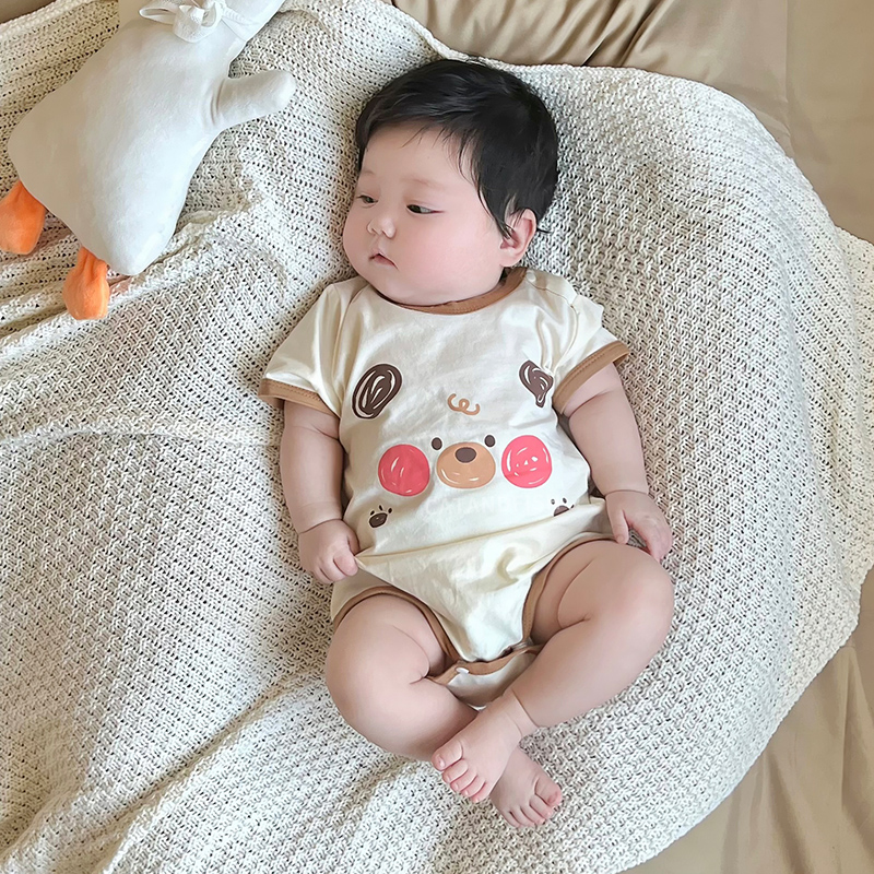 2025新款男童短袖包屁衣新生婴儿纯棉连体爬服宝宝0-2岁哈衣睡衣