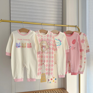 儿童爬爬服连体睡衣婴儿春秋装 2岁外穿 哈衣秋季 女宝宝纯棉长袖