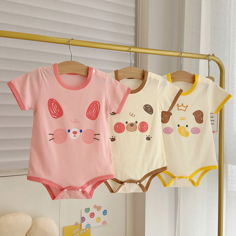 婴儿女童纯棉短袖包屁衣夏装外穿