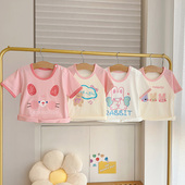 女宝宝短袖 可爱外穿上衣 5岁夏装 T恤小儿童纯棉打底半袖 婴儿男童0