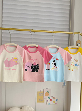 女童宝宝短袖T恤儿童婴儿半袖打底上衣中小童0-5岁外穿薄款睡衣夏