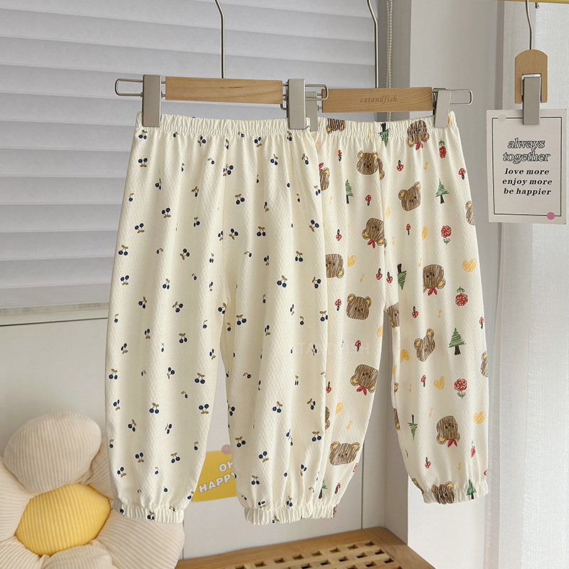 男宝薄款防蚊裤夏装女童婴儿纯棉灯笼裤休闲裤儿童0-5岁长裤睡裤