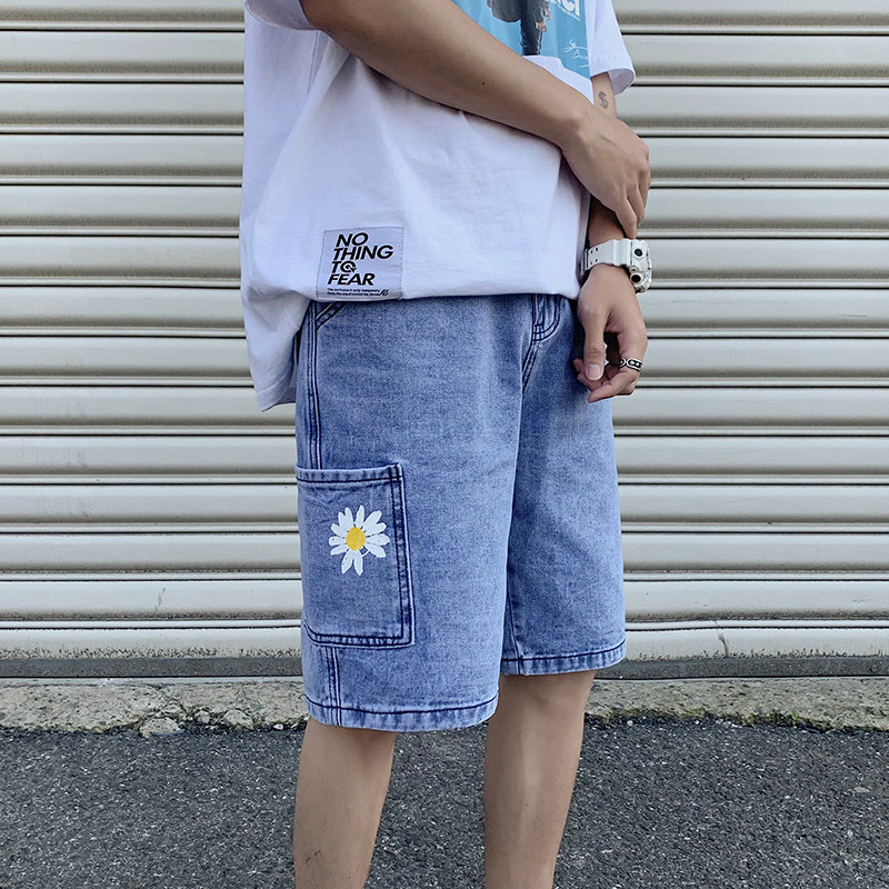 2023夏季宽松港风小邹菊牛仔短裤货号DK98P40工装,男装牛仔裤,电商A063