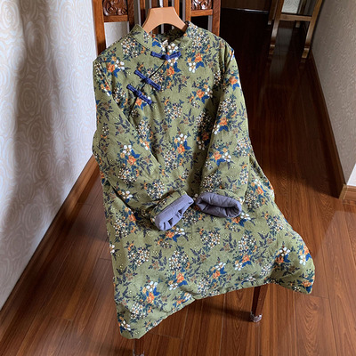 【花间】夹棉灯芯绒连衣裙中国风