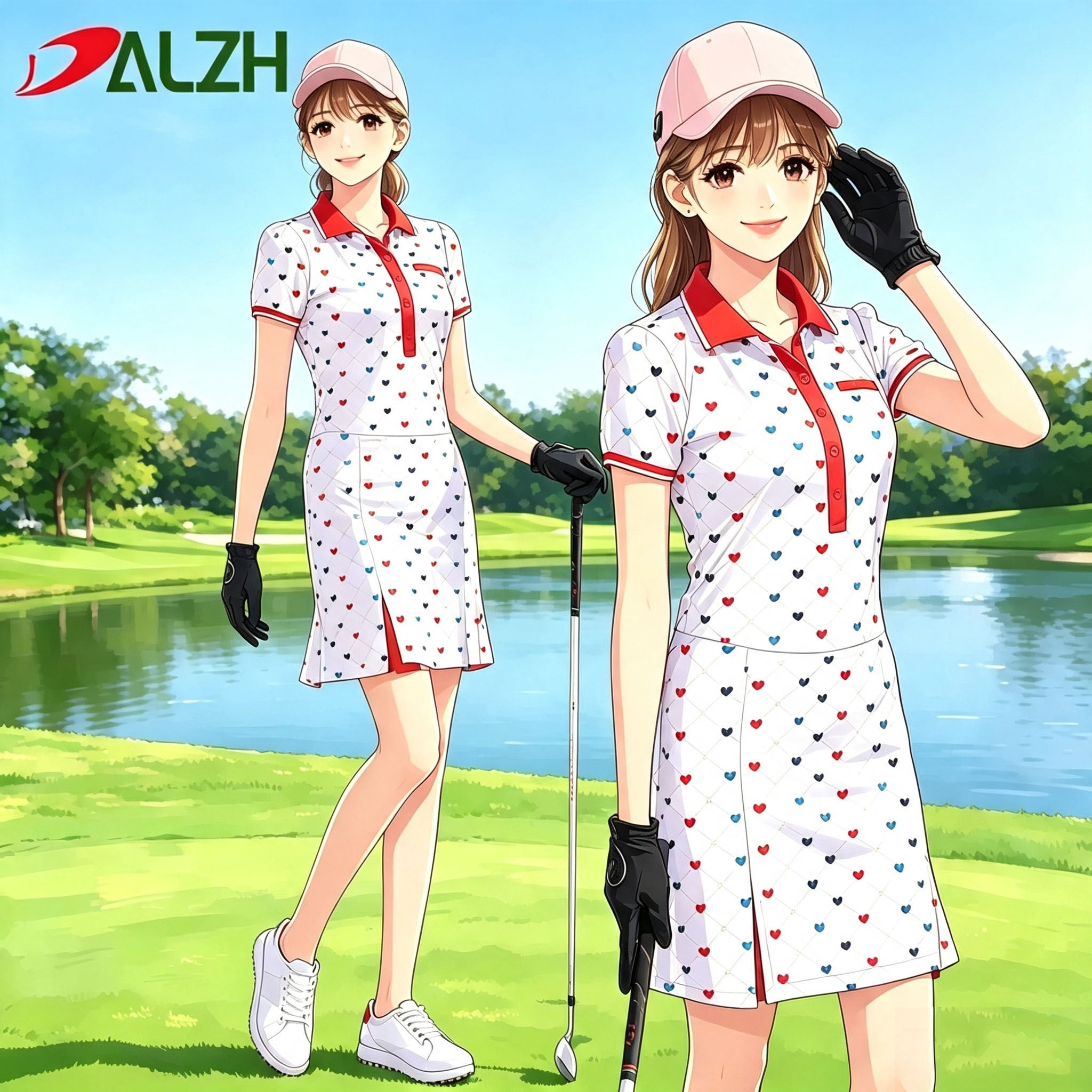 DALZH速干弹力A包臀连衣裙运动美少高尔夫golf百褶短裙网棒球服