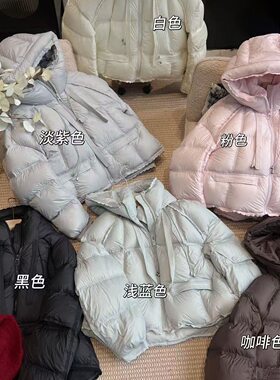 韩版小众休闲短款无领羽绒服女小个子百搭休闲90绒宽松加厚面包服