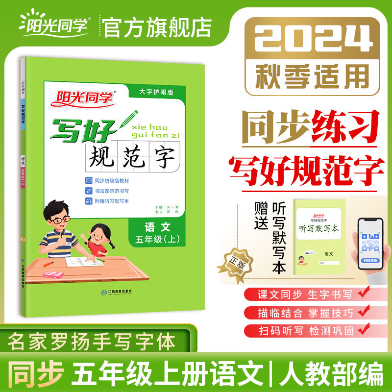 2024阳光同学写好规范字语文5五年级上册练字帖人教版全国通用小学专用儿童生字笔顺每日一练作业本练字小学生专用字帖练字帖