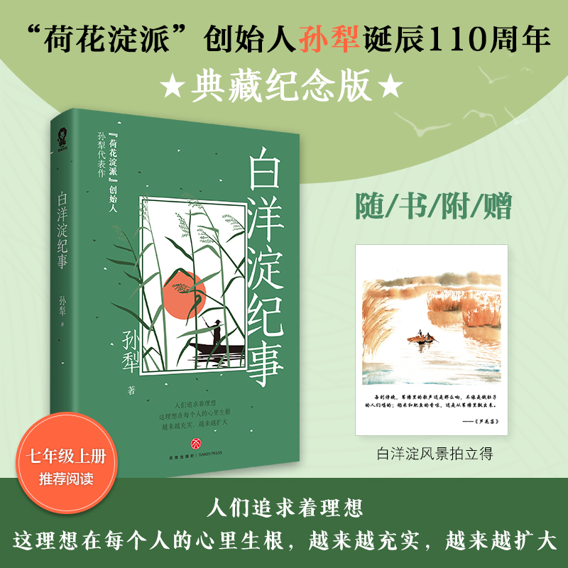 赠拍立得】白洋淀纪事文学大师“荷花淀派”创始人孙犁代表作推荐阅读“百年百种优秀中国文学图书人民鲜活抗战故事的“纪录片”-封面