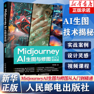 Midjourney AI生图与修图从入门到精通 ai绘画设计mj提示词教程书籍aigc应用PS平面设计摄影包装产品设计 人民邮电出版社 新华正版