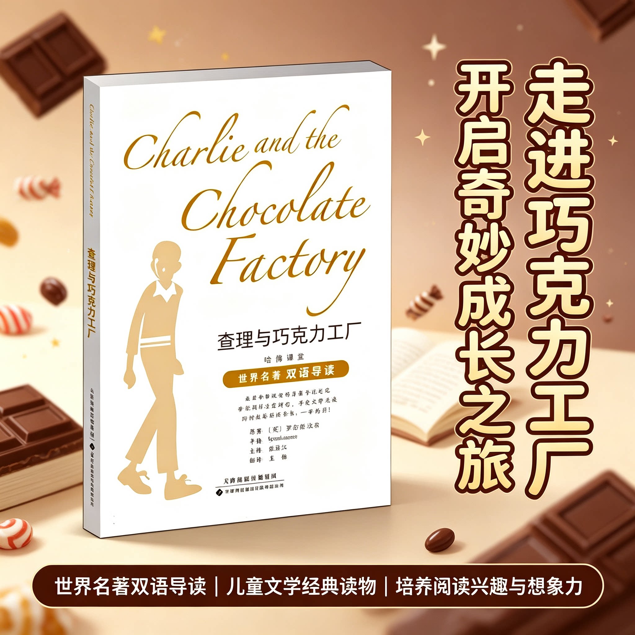 查理与巧克力工厂世界名著双语导读版罗尔德达尔原著中英对照双语读本趣味儿童文学经典故事书中小学生课外阅读青少年英文学习