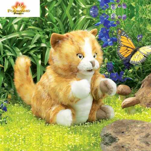毛绒玩具橙斑猫手偶folkmanis